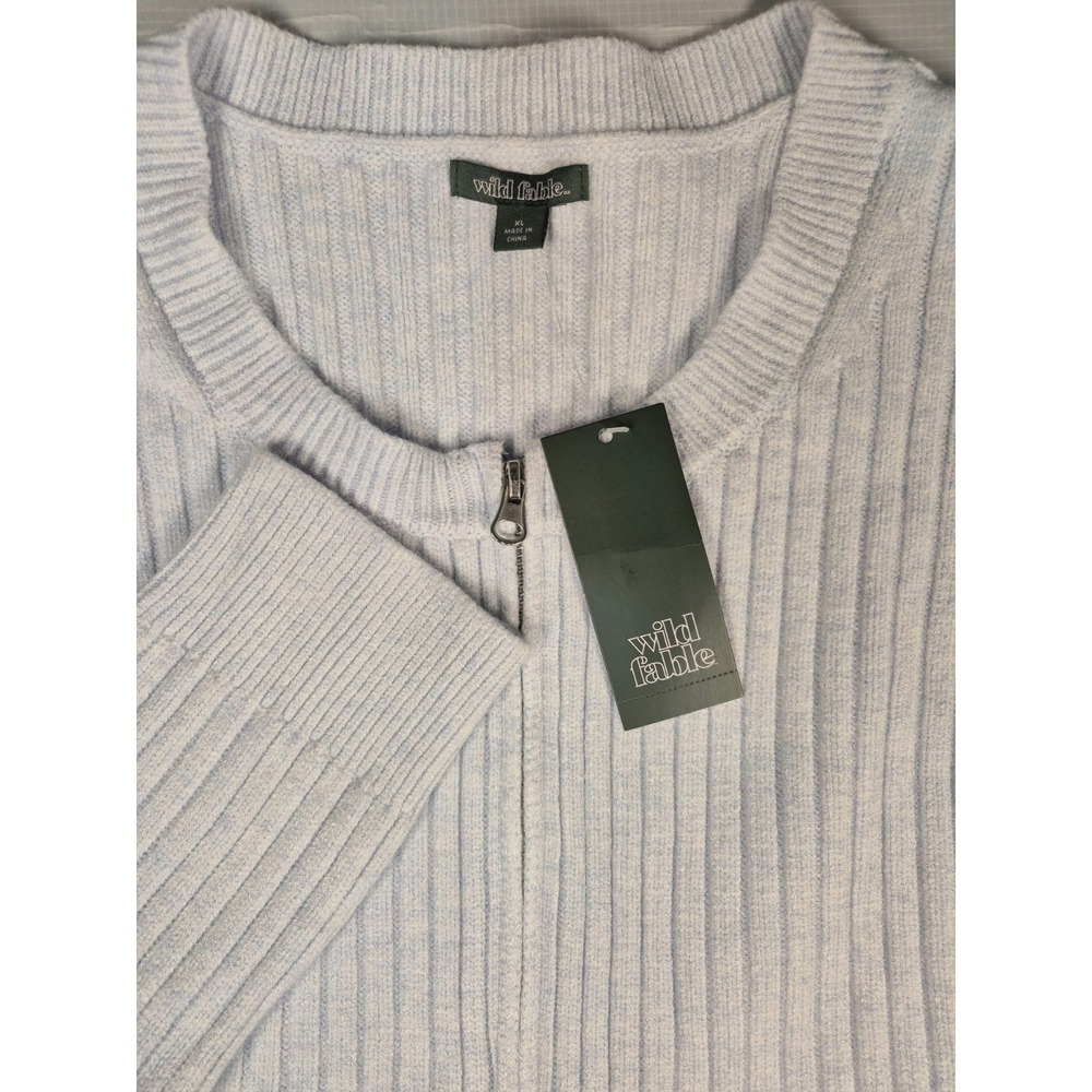 Wild Fable Women's Front Zip Sweater Size XL Long Sleeve Lt Gray